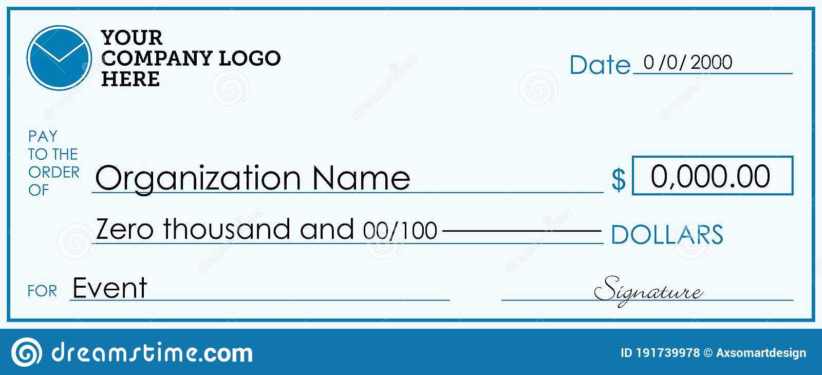 Large Presentation Check Template  Giant Check for Fundraisers  Pertaining To Blank Check Templates For Microsoft Word