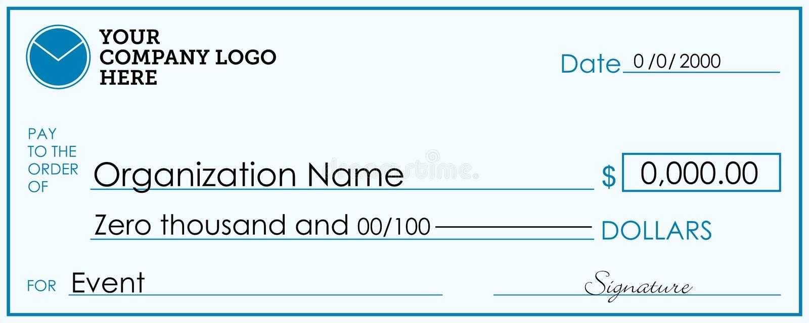 Large Presentation Check Template  Giant Check For Fundraisers  With Regard To Blank Check Templates For Microsoft Word