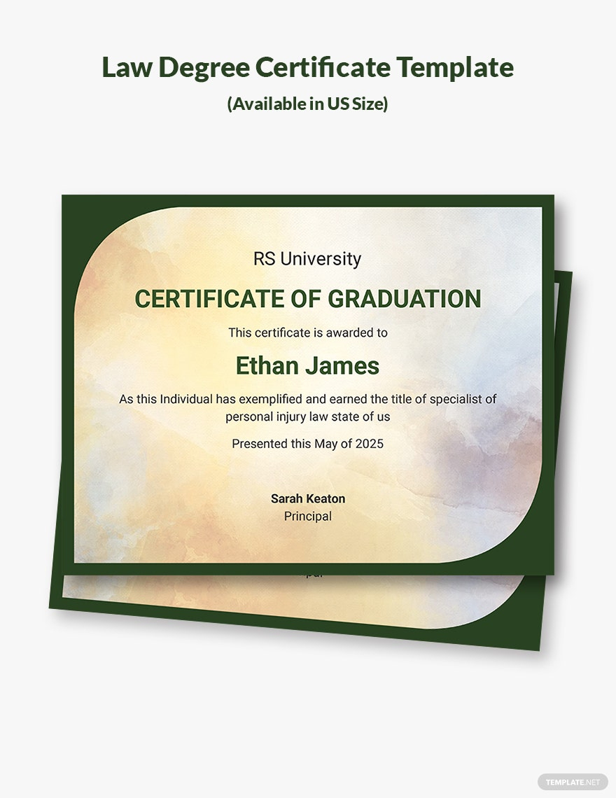 Law Degree Certificate Template - Word  Template