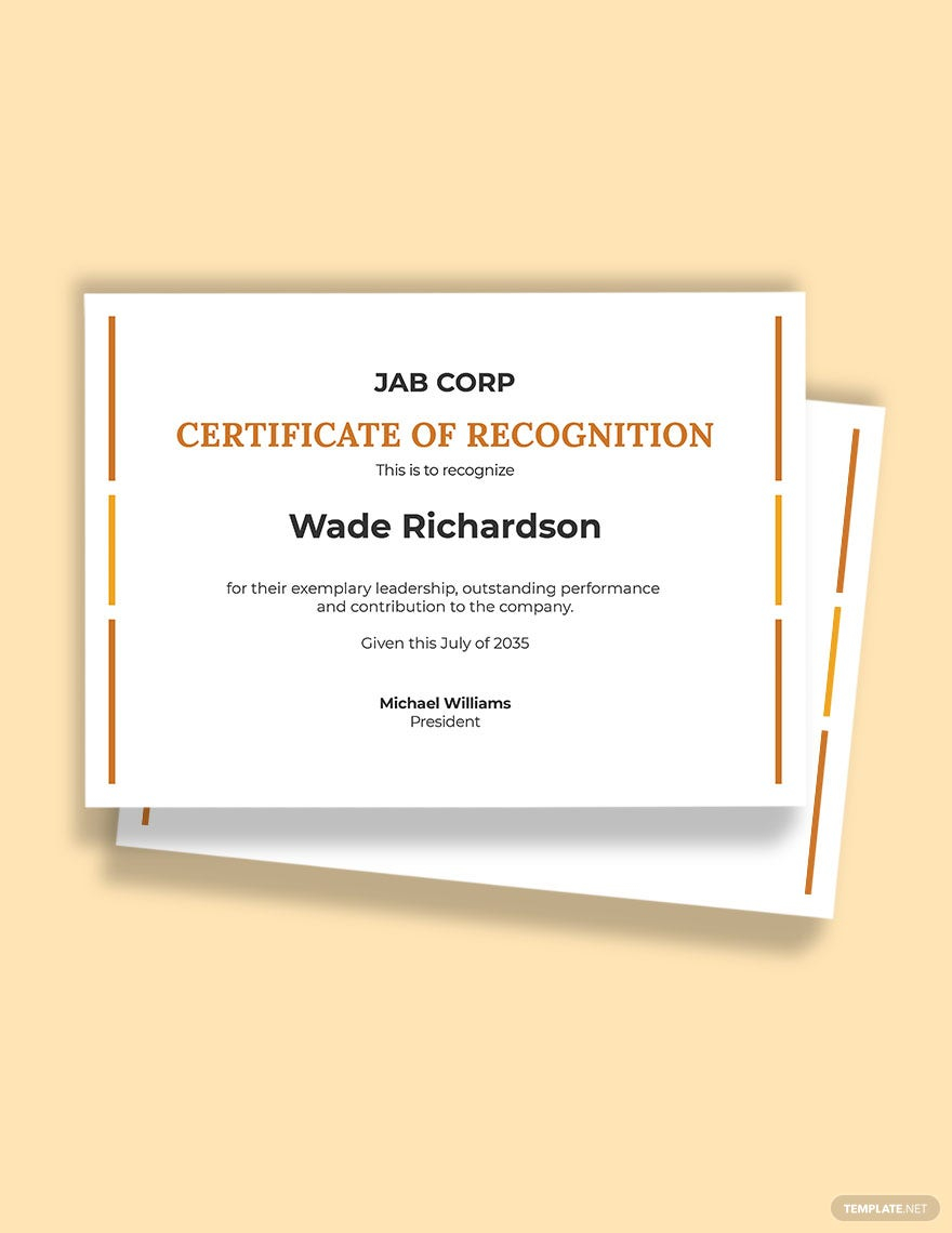 Leadership Excellence Award Certificate Template - Word  Template