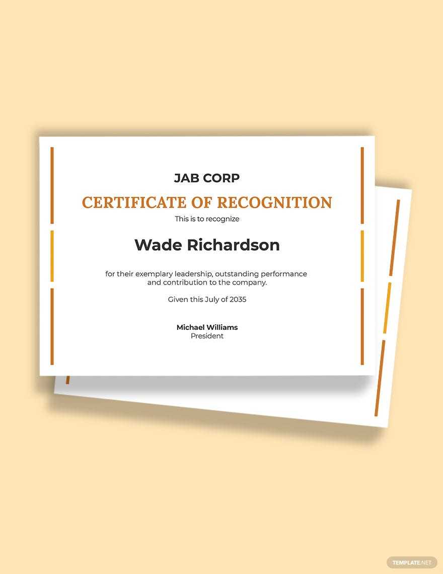 Leadership Excellence Award Certificate Template - Word  Template