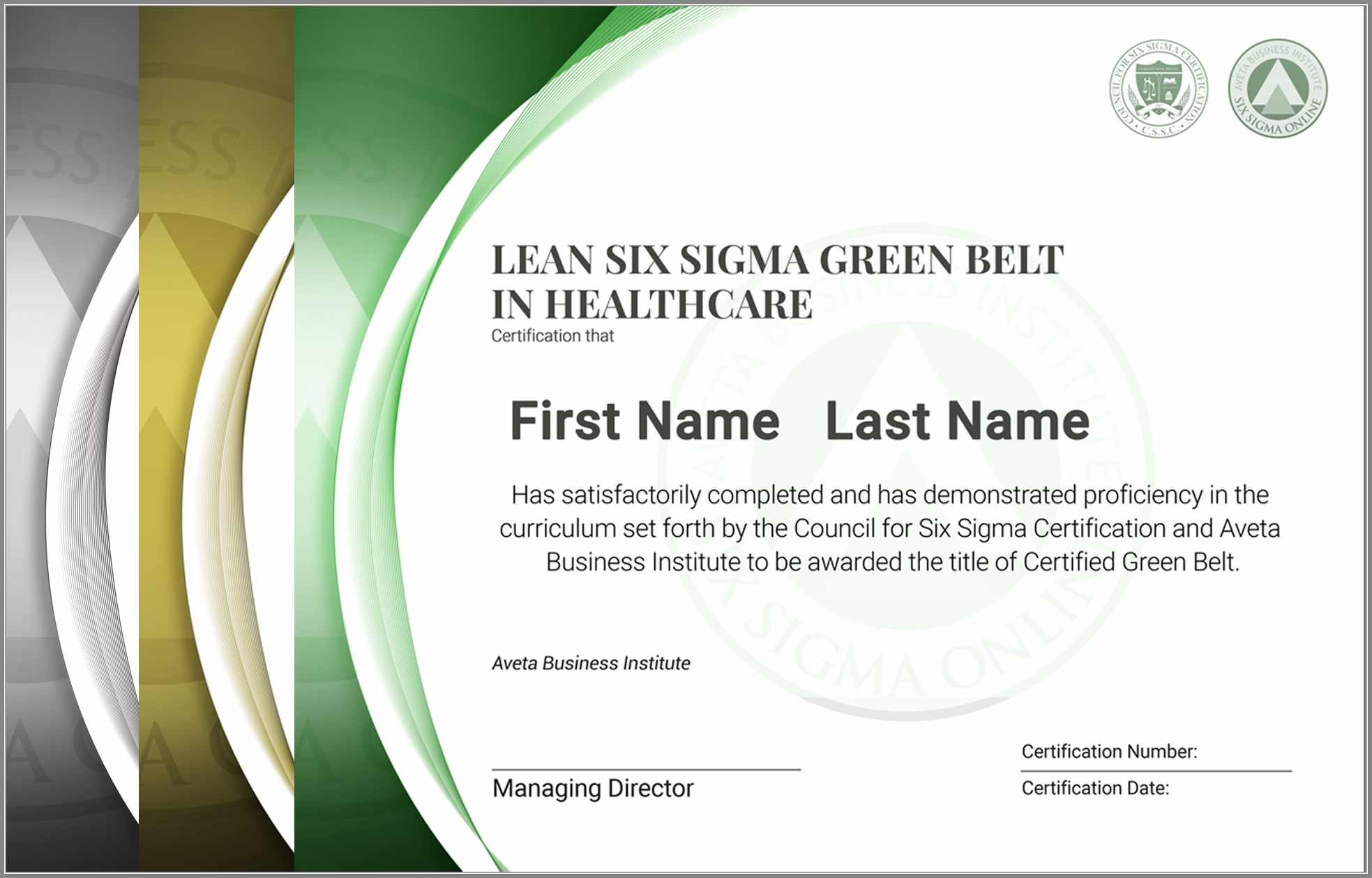 Lean Six Sigma Green Belt Certification in Healthcare - Six Sigma  Pertaining To Green Belt Certificate Template