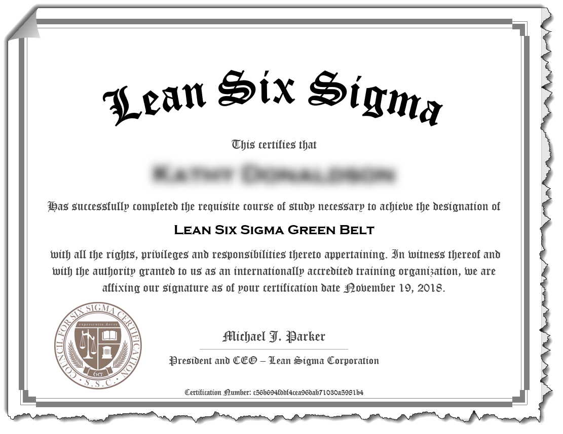 Lean Six Sigma Green Belt – Lean Sigma Corporation Regarding Green Belt Certificate Template