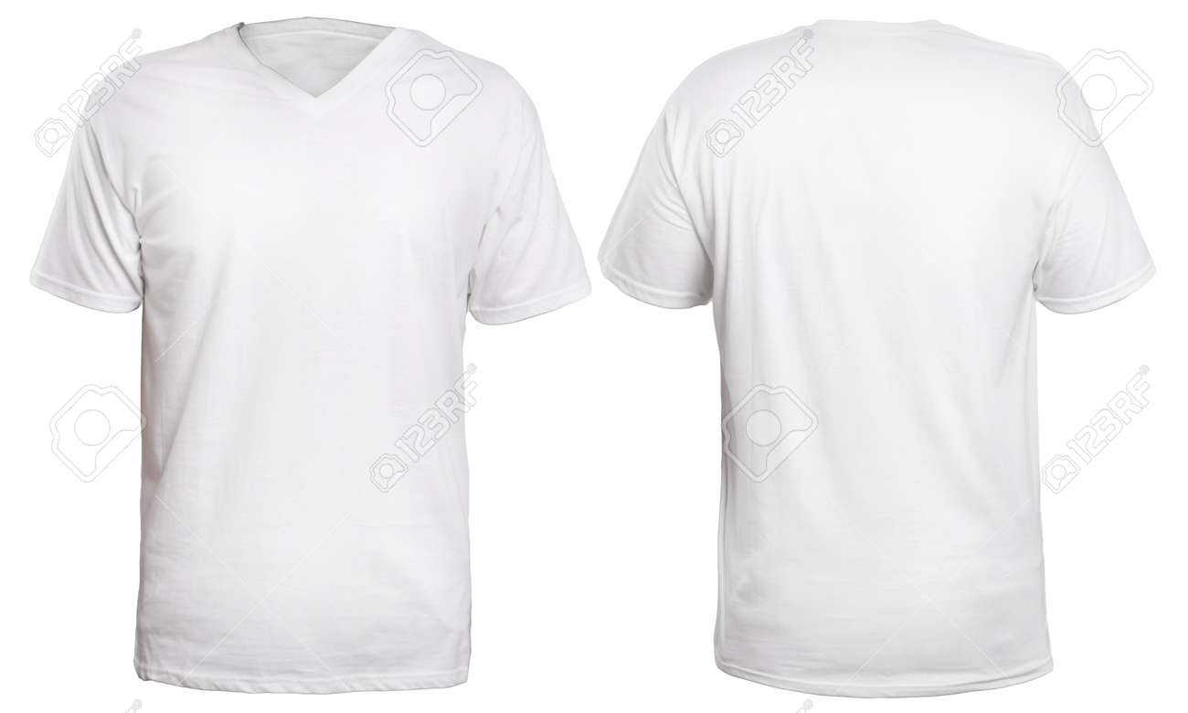 Leerer Vhals-hemdspott Herauf Die Schablonen-, Vorder- Und  In Blank V Neck T Shirt Template