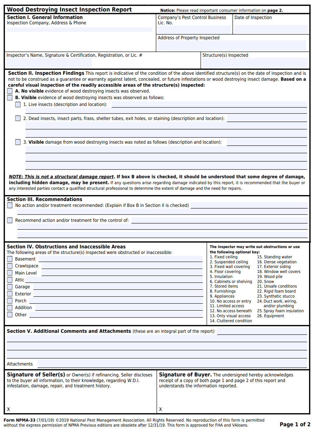 Lesson 10: NPMA-10 Termite Inspection Form  GorillaDesk Pertaining To Pest Control Inspection Report Template