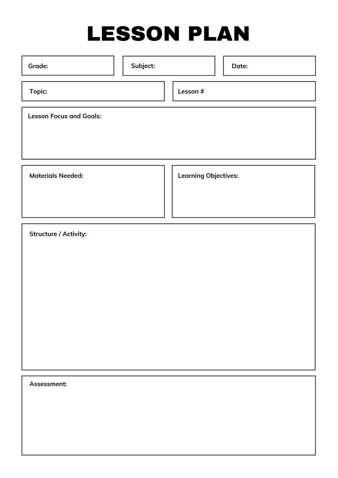 Lesson plan templates you can customize for free  Canva Regarding Blank Unit Lesson Plan Template