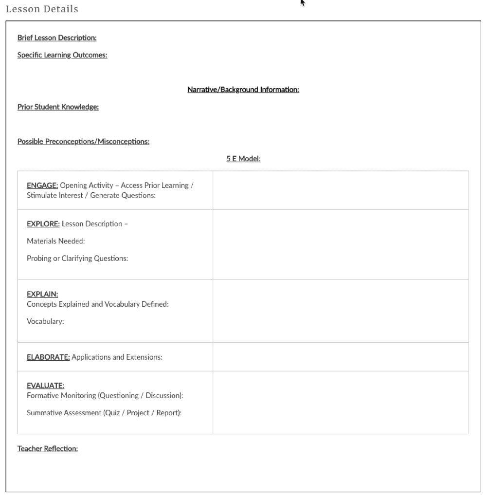 Lesson Planning Template Examples – Atlas In Blank Unit Lesson Plan Template