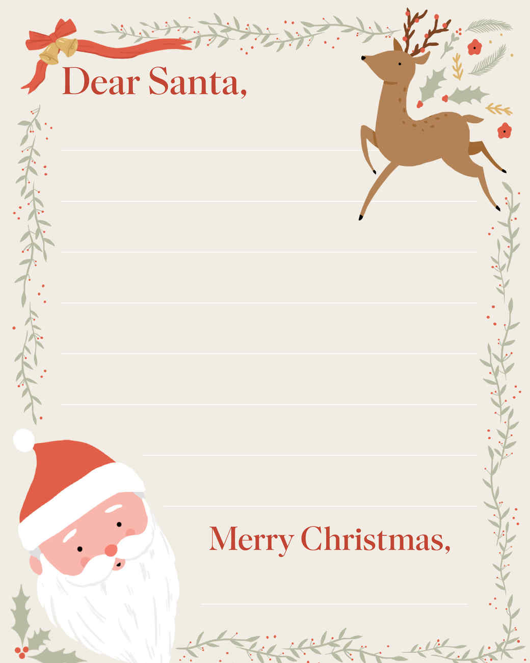Letter To Santa  Martha Stewart Throughout Blank Letter From Santa Template