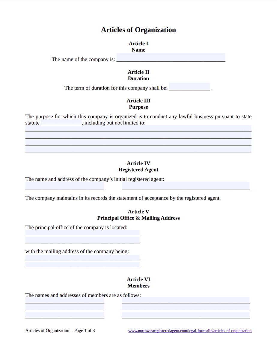 LLC Articles Of Organization – Free Template Pertaining To Llc Annual Report Template