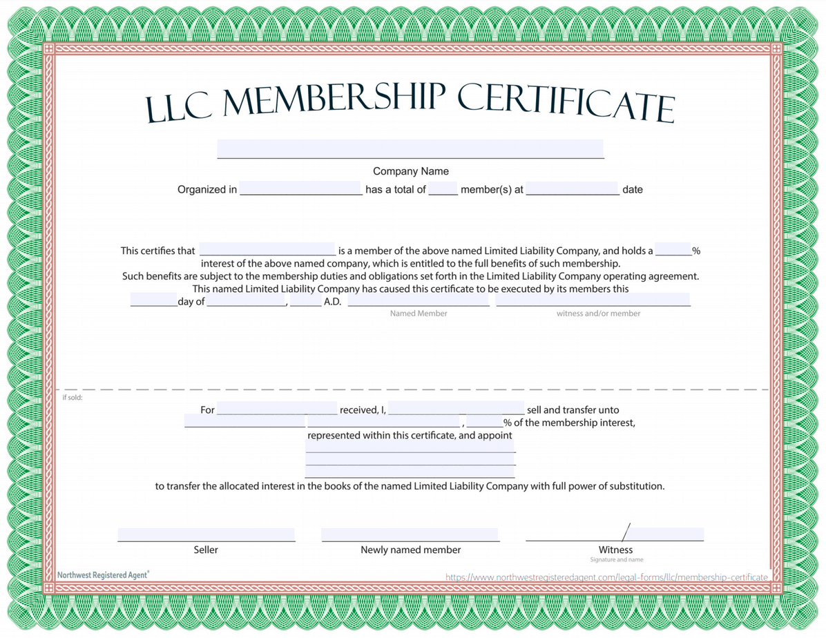 LLC Membership Certificate – FREE Template Intended For New Member Certificate Template