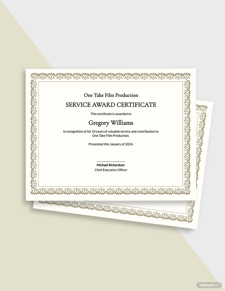 Long Service Award Certificate Template - Google Docs, Word  Throughout Recognition Of Service Certificate Template