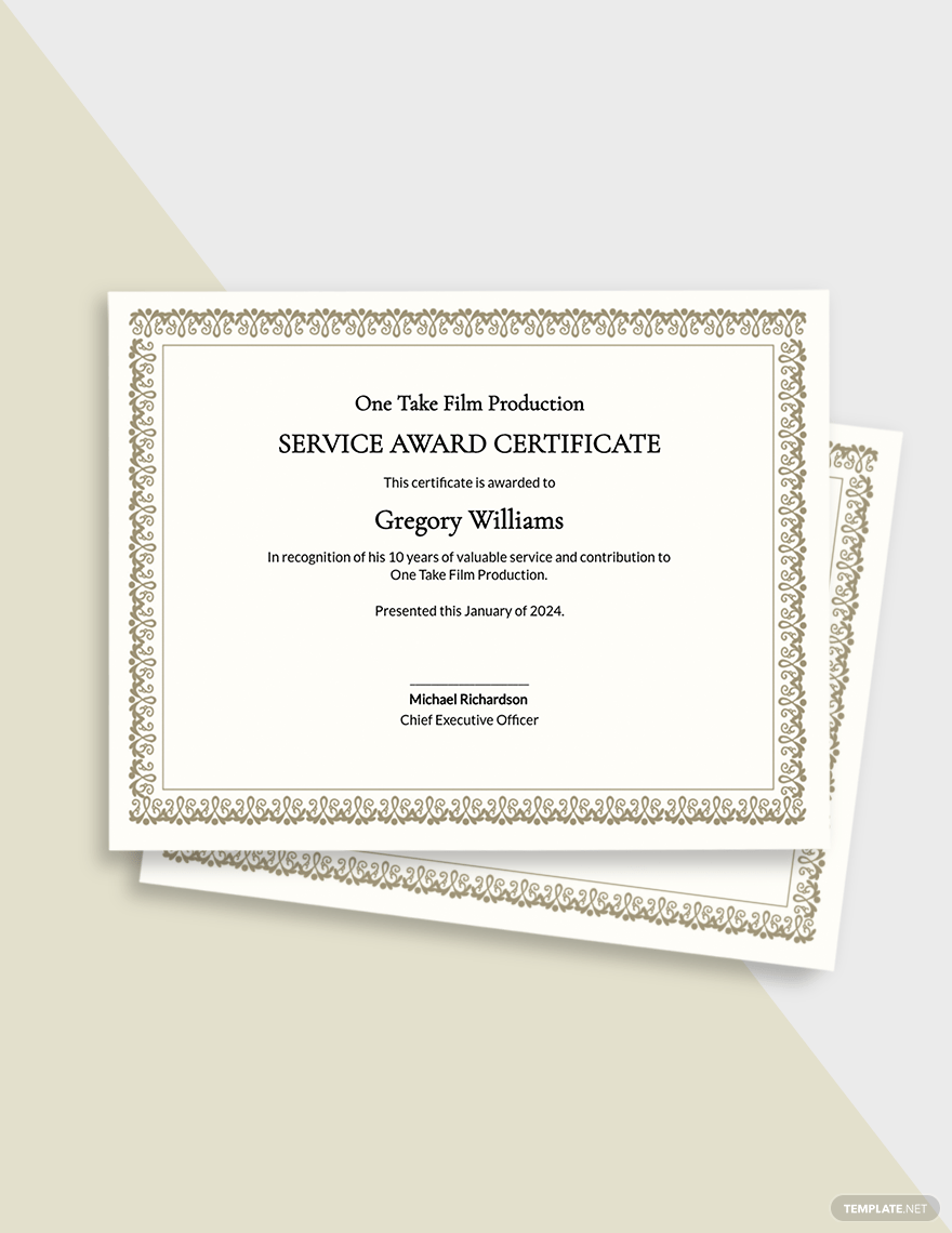 Long Service Award Certificate Template – Google Docs, Word  Throughout Recognition Of Service Certificate Template