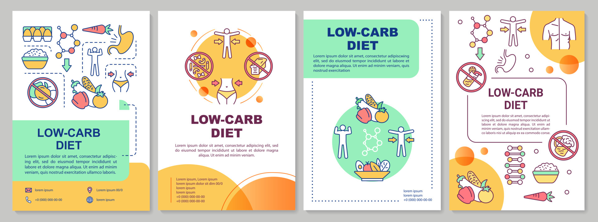 Low carb diet brochure template. Ketogenic nutrition