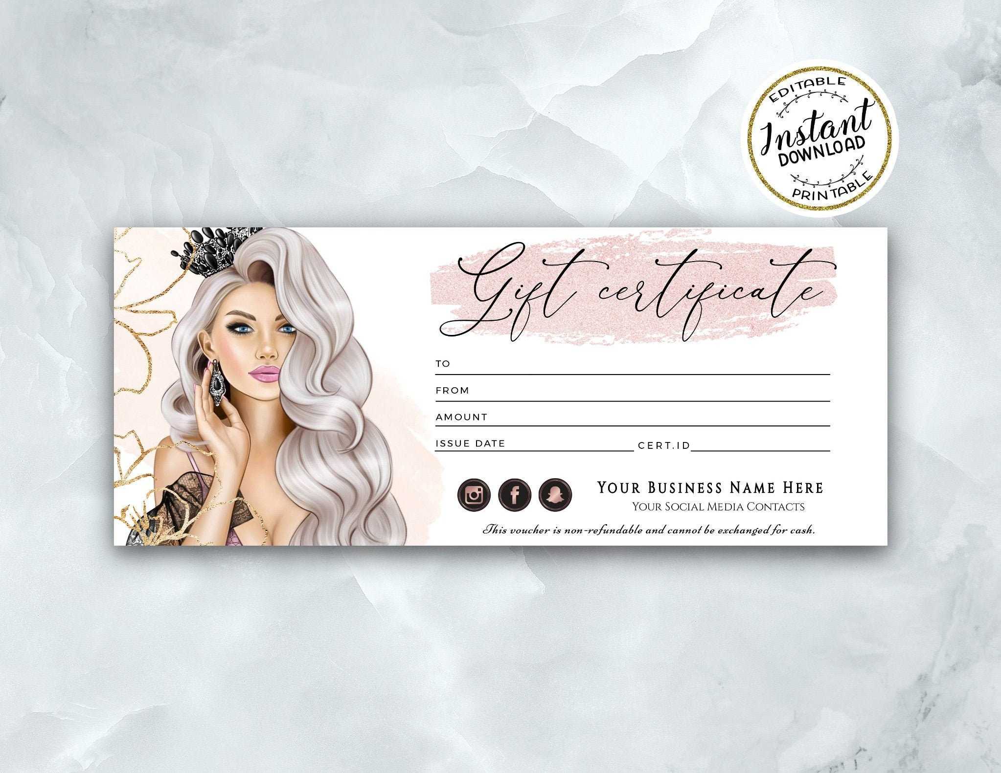 Luxury Beauty Gift Certificate Template Salon Gift Voucher – Etsy