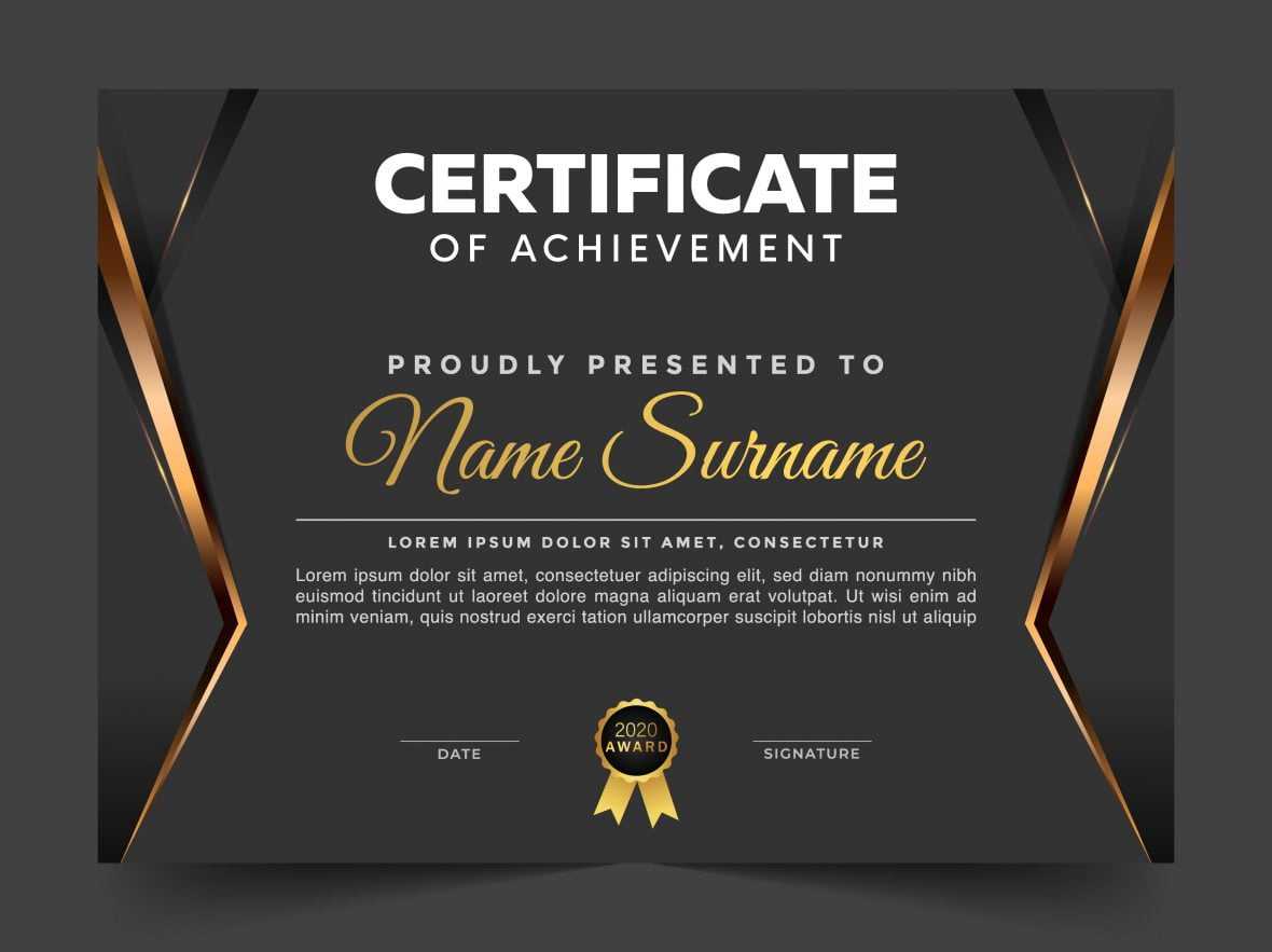 Luxury dark diploma certificate achievement template – GraphicsFamily With Template For Certificate Of Award