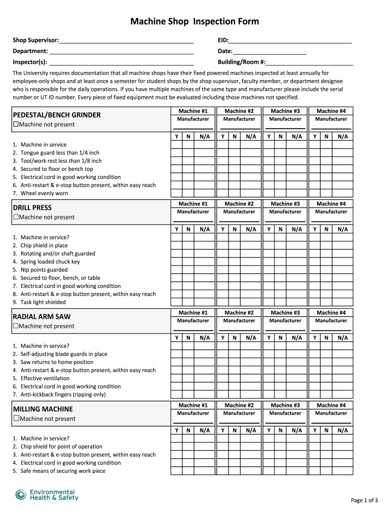 Machine Shop Inspection – Fill Online, Printable, Fillable, Blank  With Machine Shop Inspection Report Template