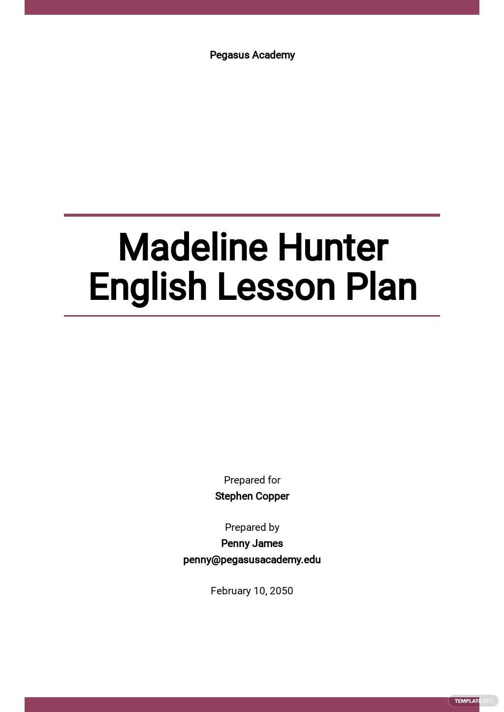 Madeline Hunter English Lesson Plan Template – Google Docs  With Madeline Hunter Lesson Plan Blank Template