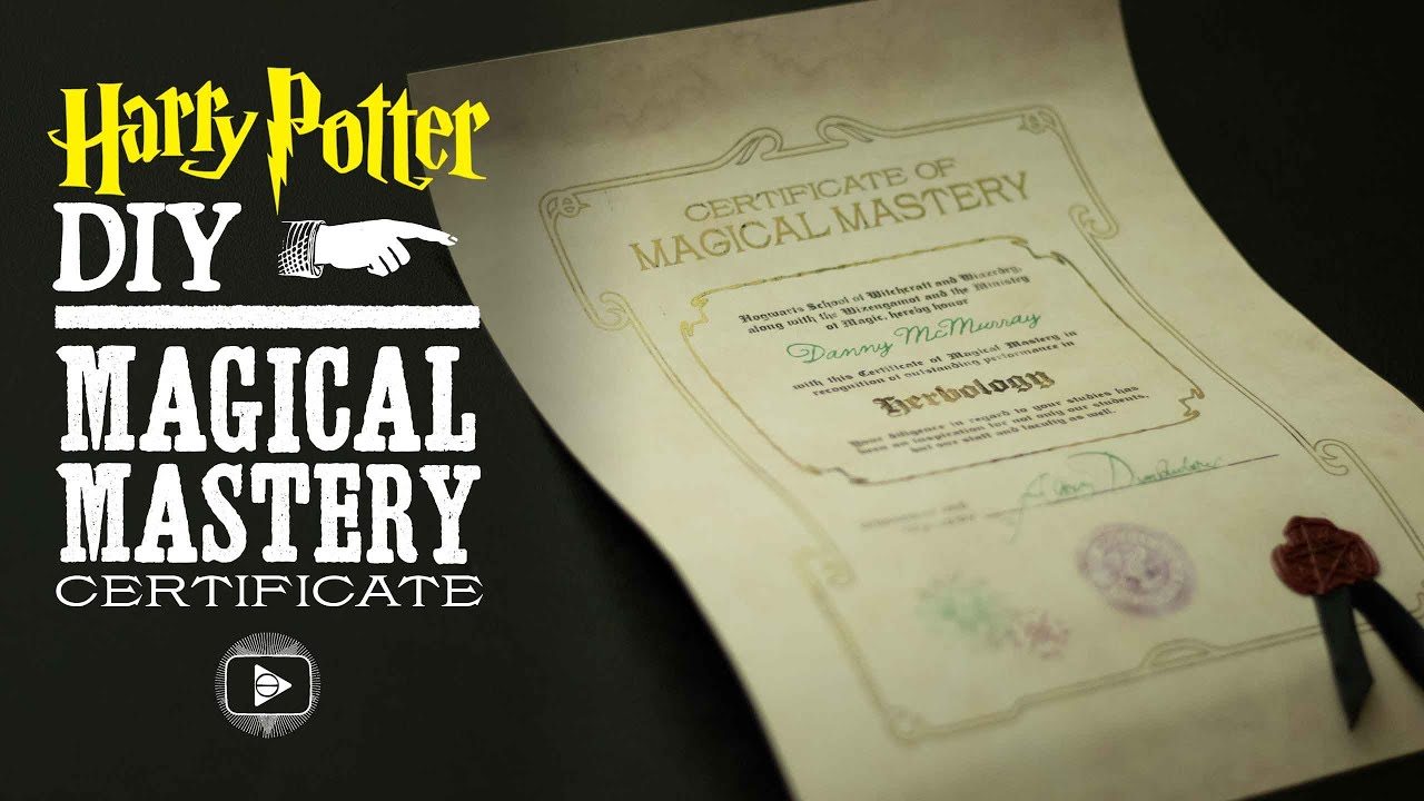 Magical Mastery Certificate - Harry Potter DIY In Harry Potter Certificate Template