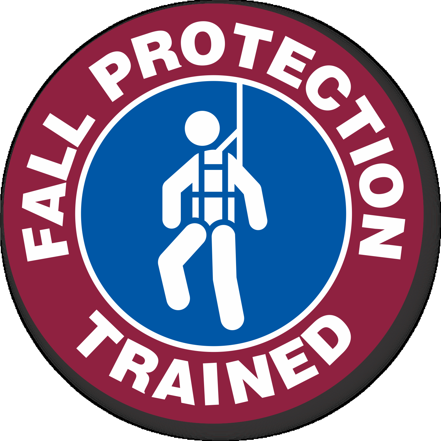 Make everyone know who is trained in fall protection. Use a "FALL  PROTECTION TRAINED" Hard hat decals that are proven to last