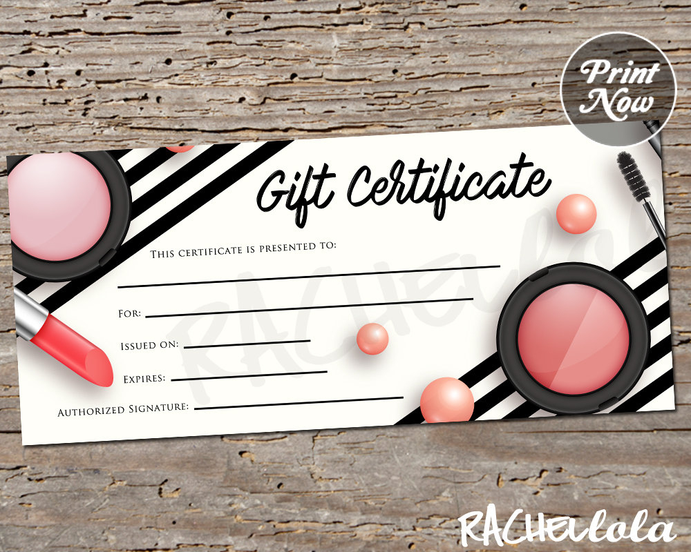 Makeup, Printable Gift Certificate template, Stylist, Spring direct sales,  Younique, Mary kay Voucher, Avon, Salon, Instant digital download In Mary Kay Gift Certificate Template