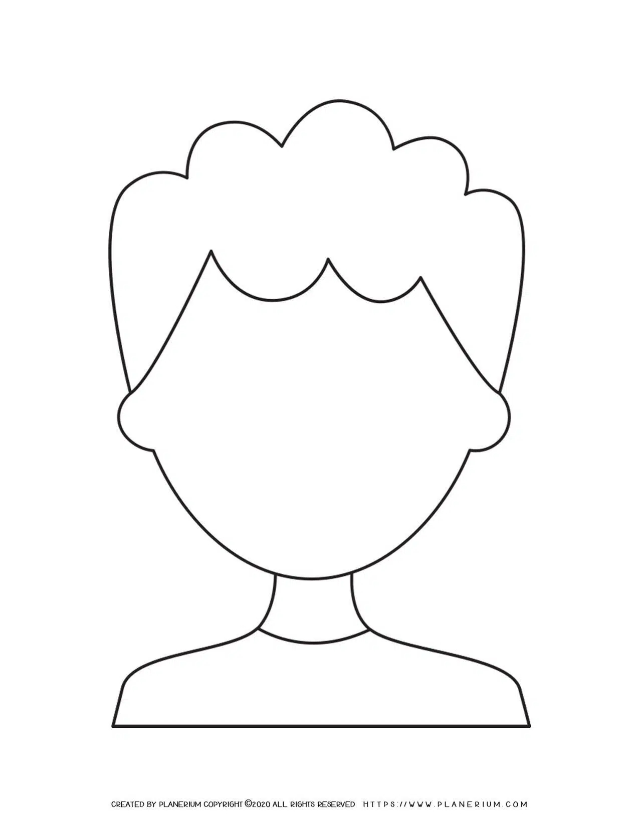 Man Face Outline  Coloring Page  Planerium Throughout Blank Face Template Preschool