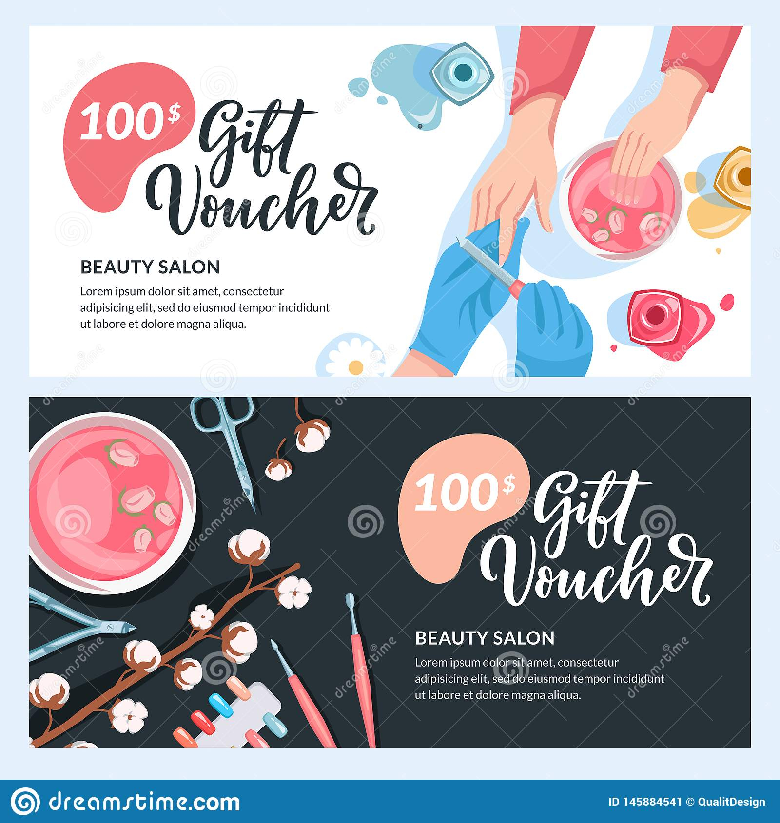 Manicure Gift Card, Voucher, Certificate or Coupon Vector Design  For Nail Gift Certificate Template Free