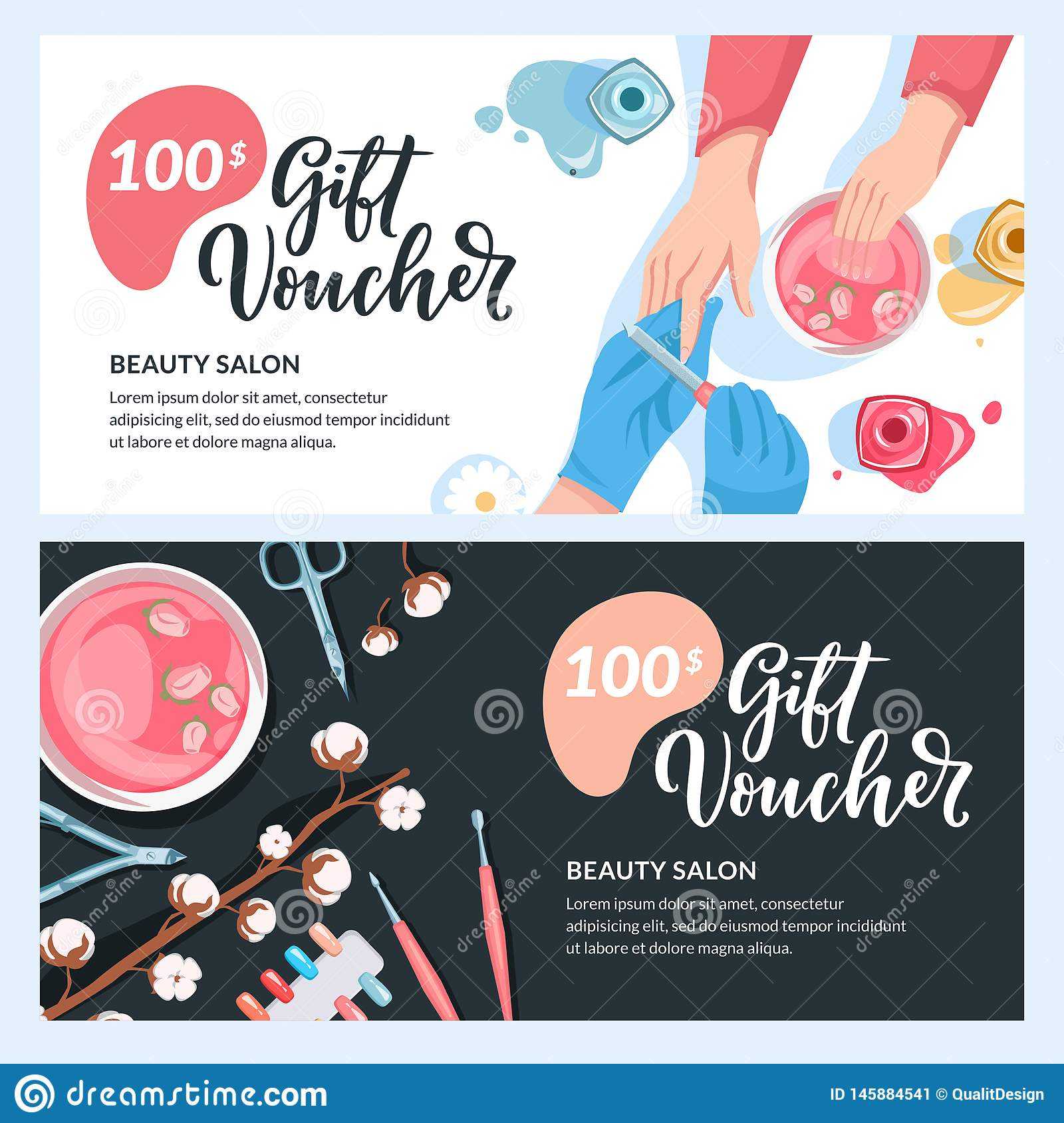 Manicure Gift Card, Voucher, Certificate Or Coupon Vector Design  For Nail Gift Certificate Template Free