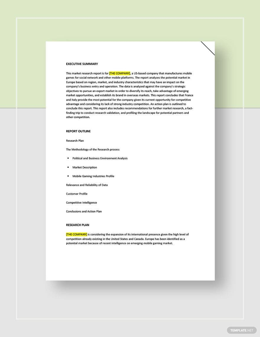 Market Research Report Template – Google Docs, Word, Apple Pages Pertaining To Market Research Report Template