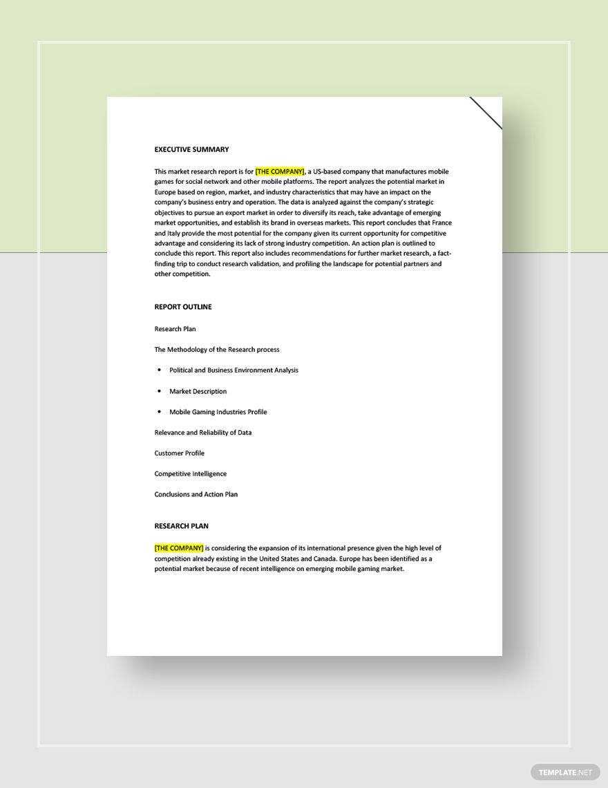 Market Research Report Template - Google Docs, Word, Apple Pages Pertaining To Market Research Report Template