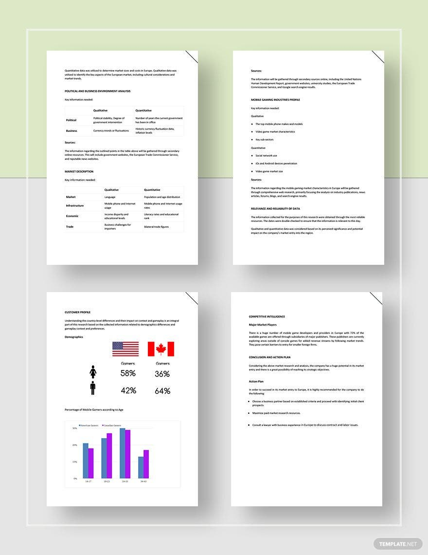 Market Research Report Template - Google Docs, Word, Apple Pages  Regarding Market Research Report Template