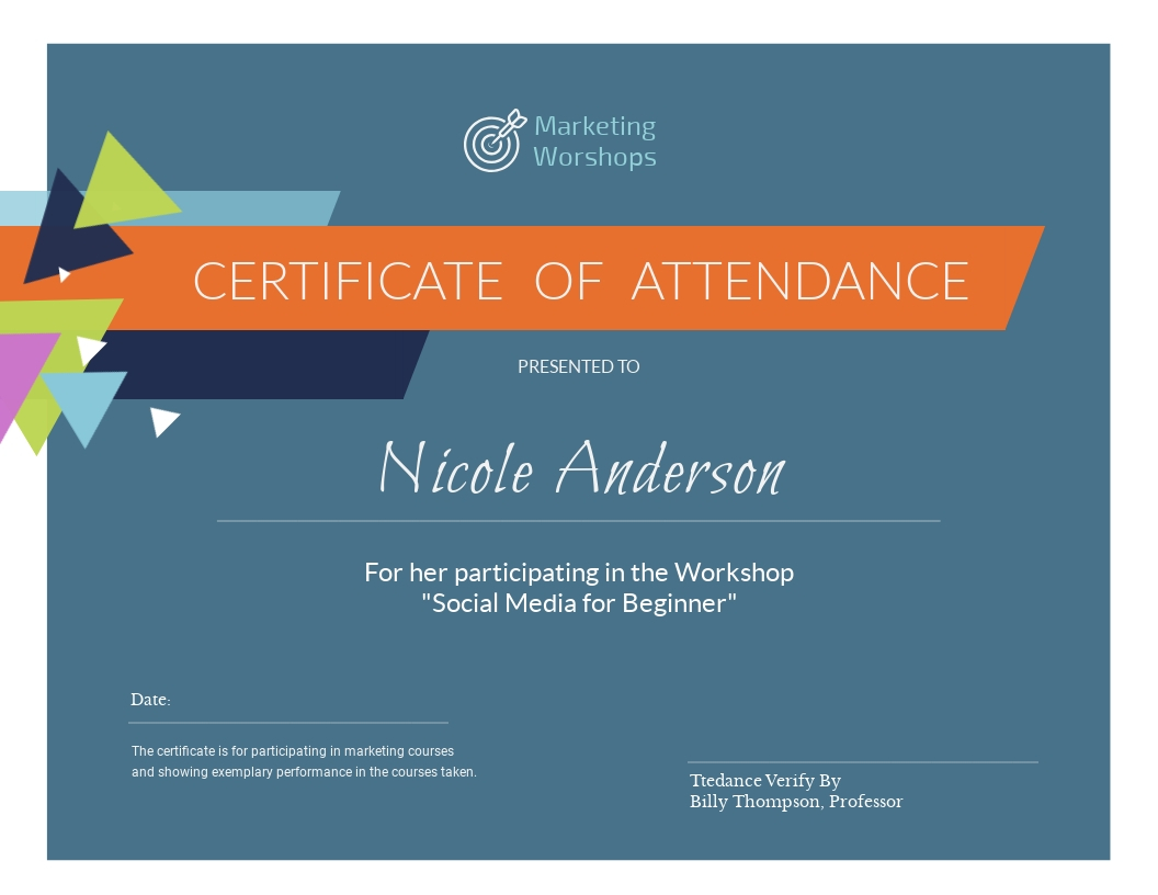 Marketing Workshop Certificate Template  Visme For Workshop Certificate Template