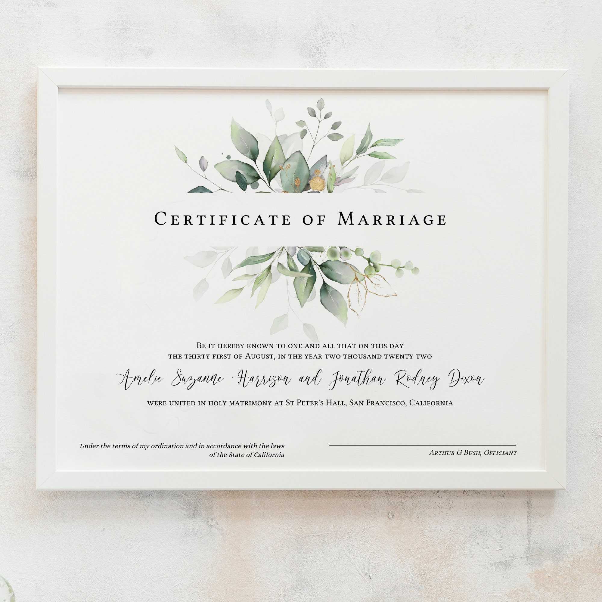 Marriage certificate template - Etsy