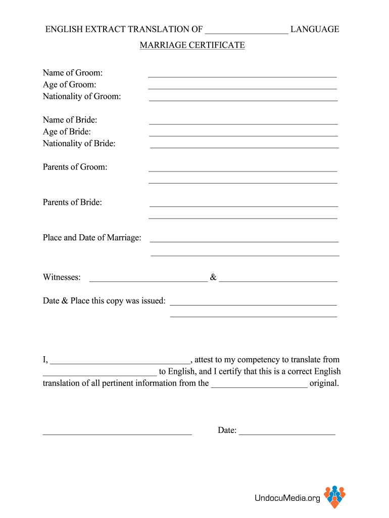 Marriage Certificate Translation Form 10doc: Fill out & sign  Regarding Uscis Birth Certificate Translation Template