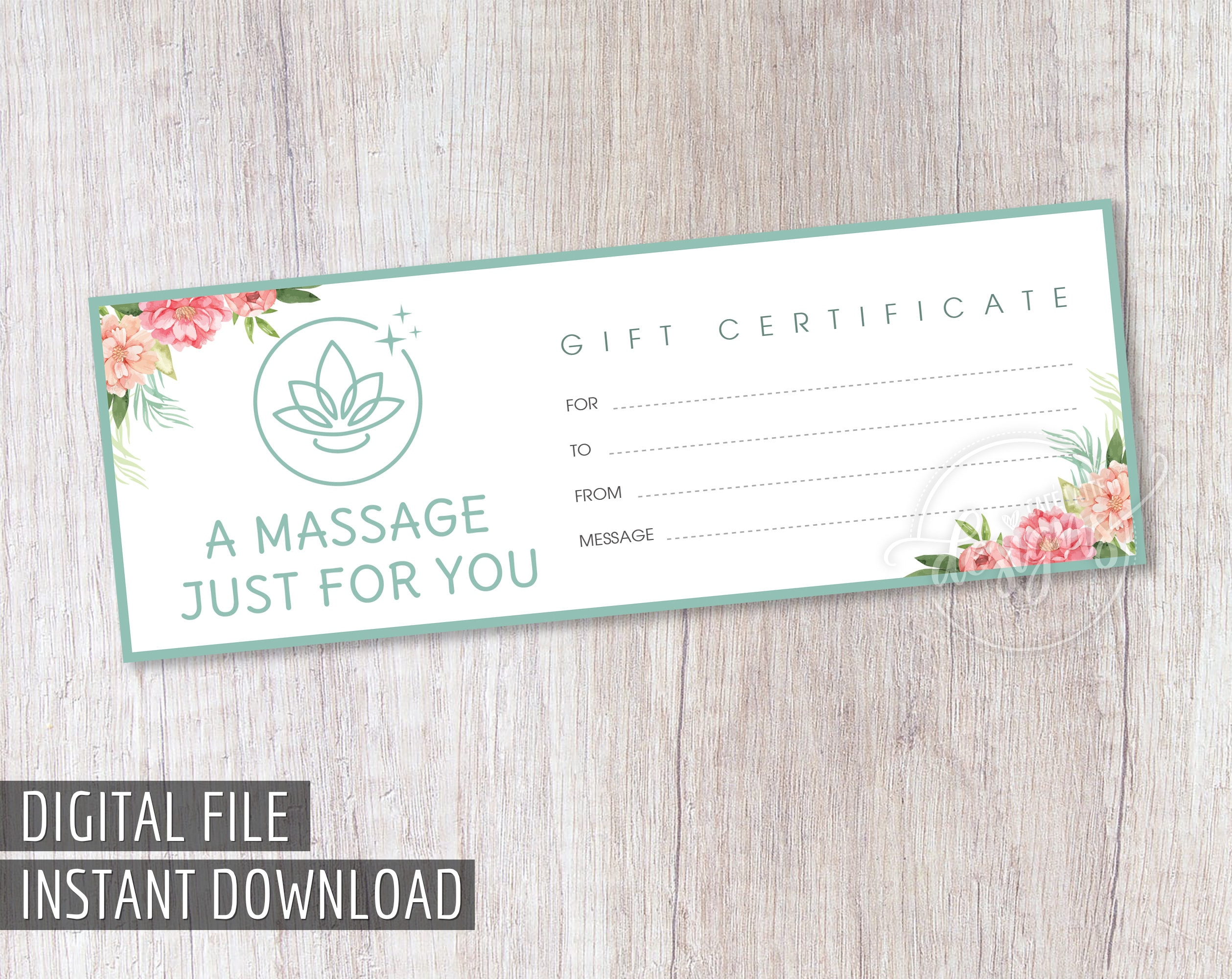 MASSAGE GIFT Certificate Valentine’s Day Printable Gift – Etsy Inside Massage Gift Certificate Template Free Printable