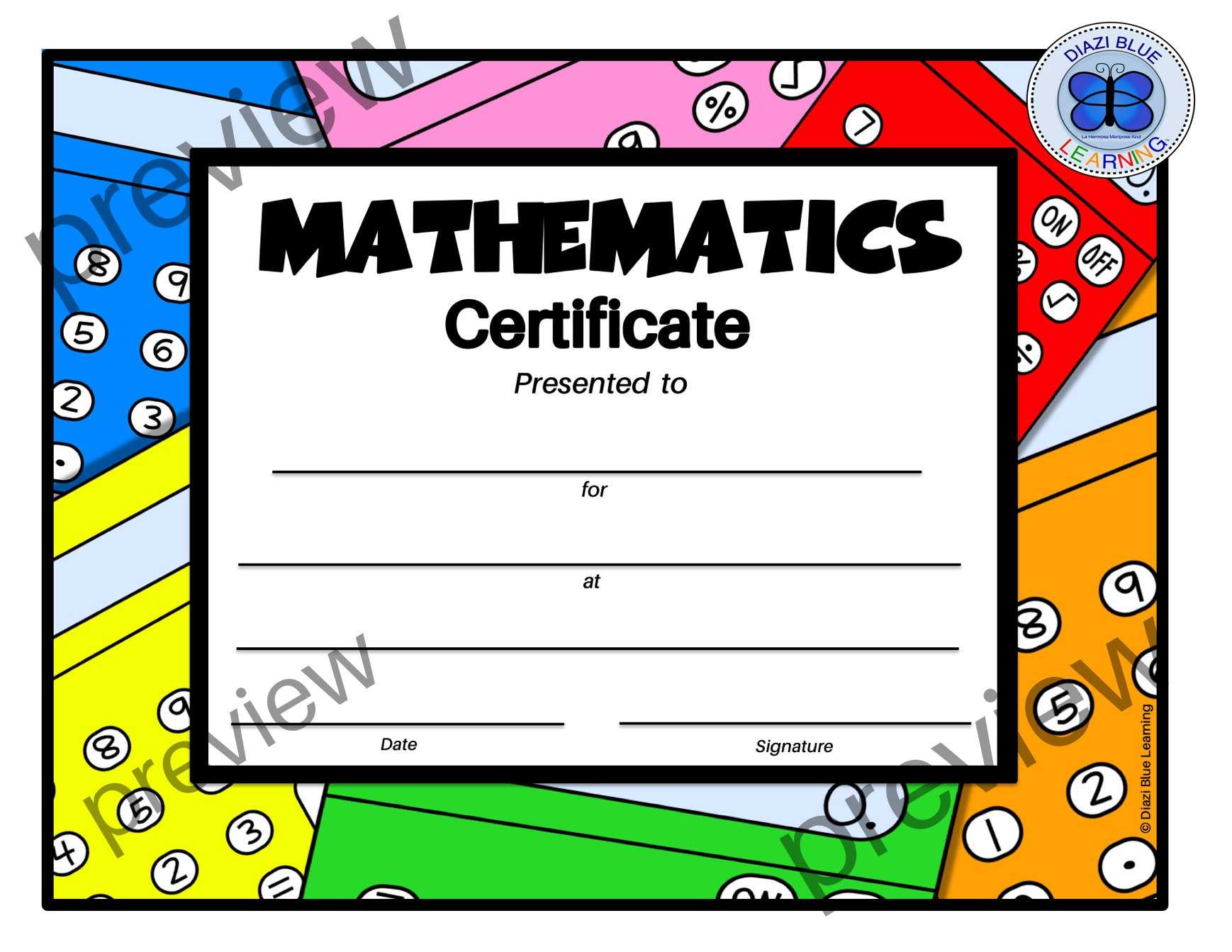 Math Certificate, PDF Math Certificate, School Certificates, Classroom  Certificates, Templates, End Of Year Certificates, Math Awards With Regard To Math Certificate Template