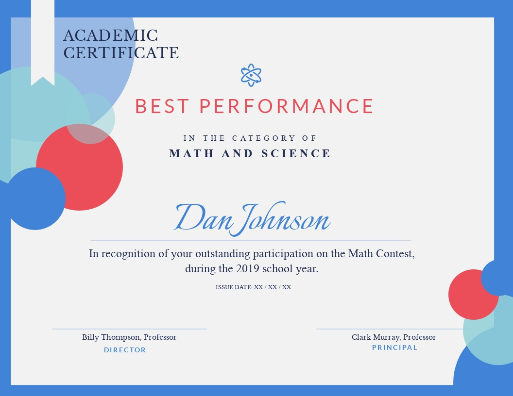 Math Contest Participation Certificate Template  Visme Throughout Math Certificate Template