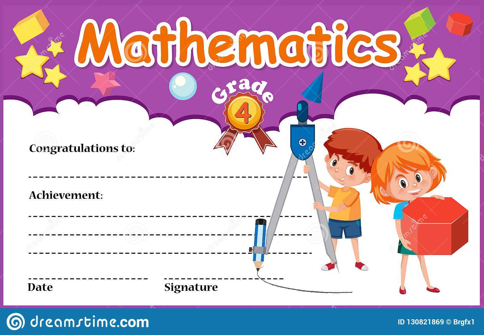 Mathematics Diploma Certificate Template Stock Vector  Regarding Math Certificate Template