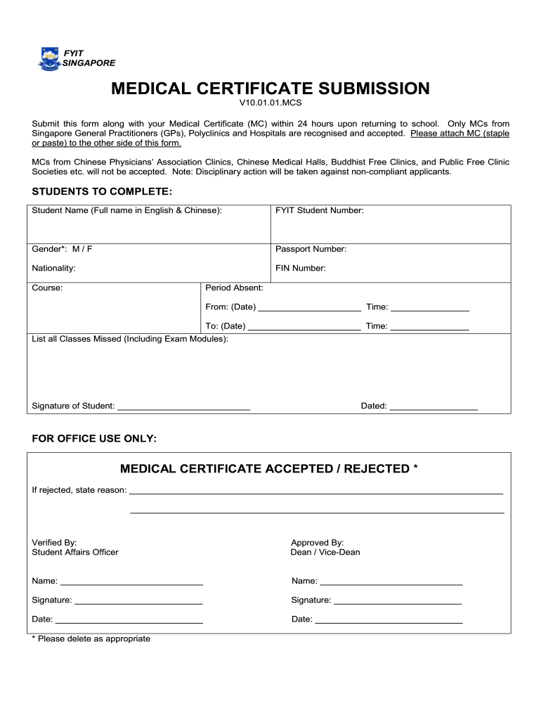 Mc Template – Fill Online, Printable, Fillable, Blank  PdfFiller Inside Australian Doctors Certificate Template