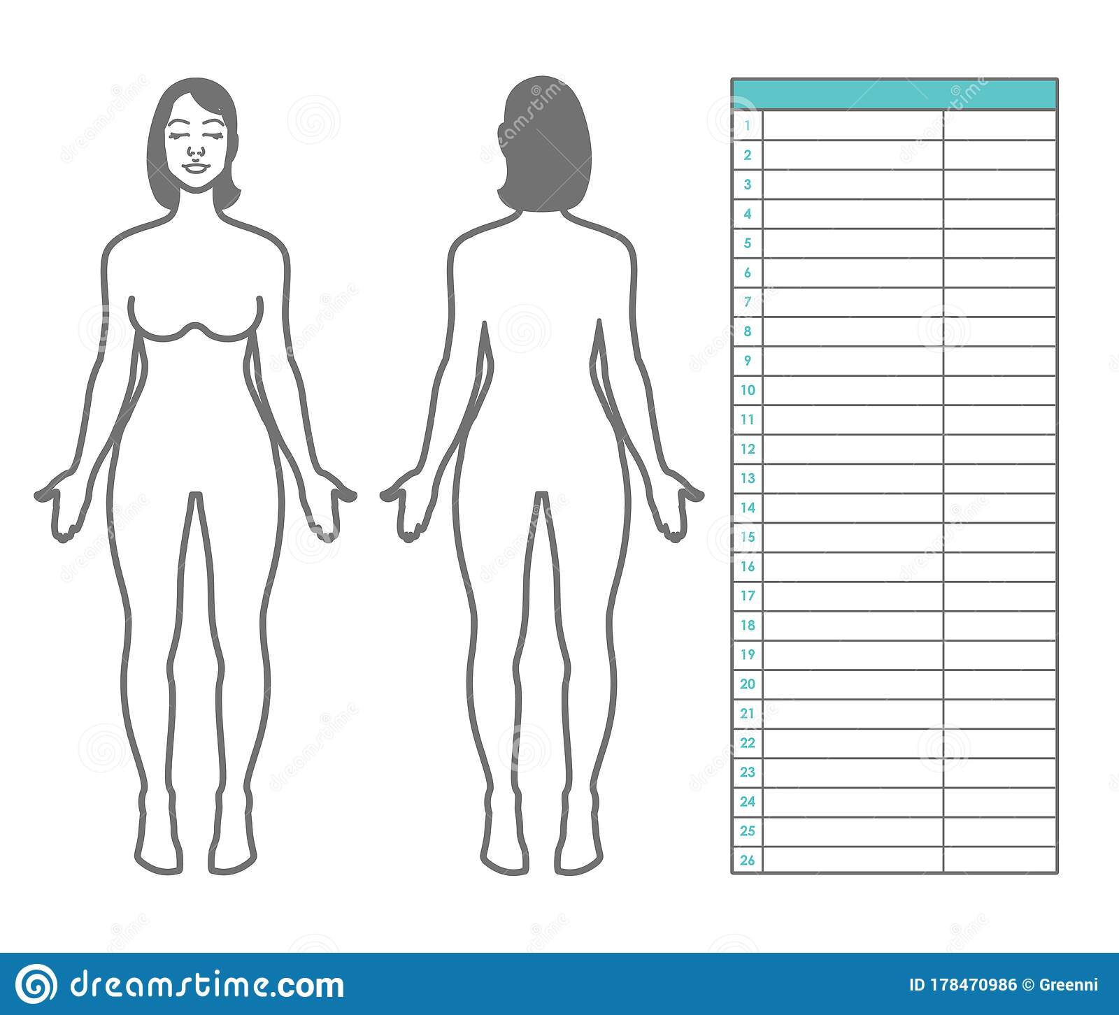 Measure Body Template Stock Illustrations – 10 Measure Body  Within Blank Body Map Template