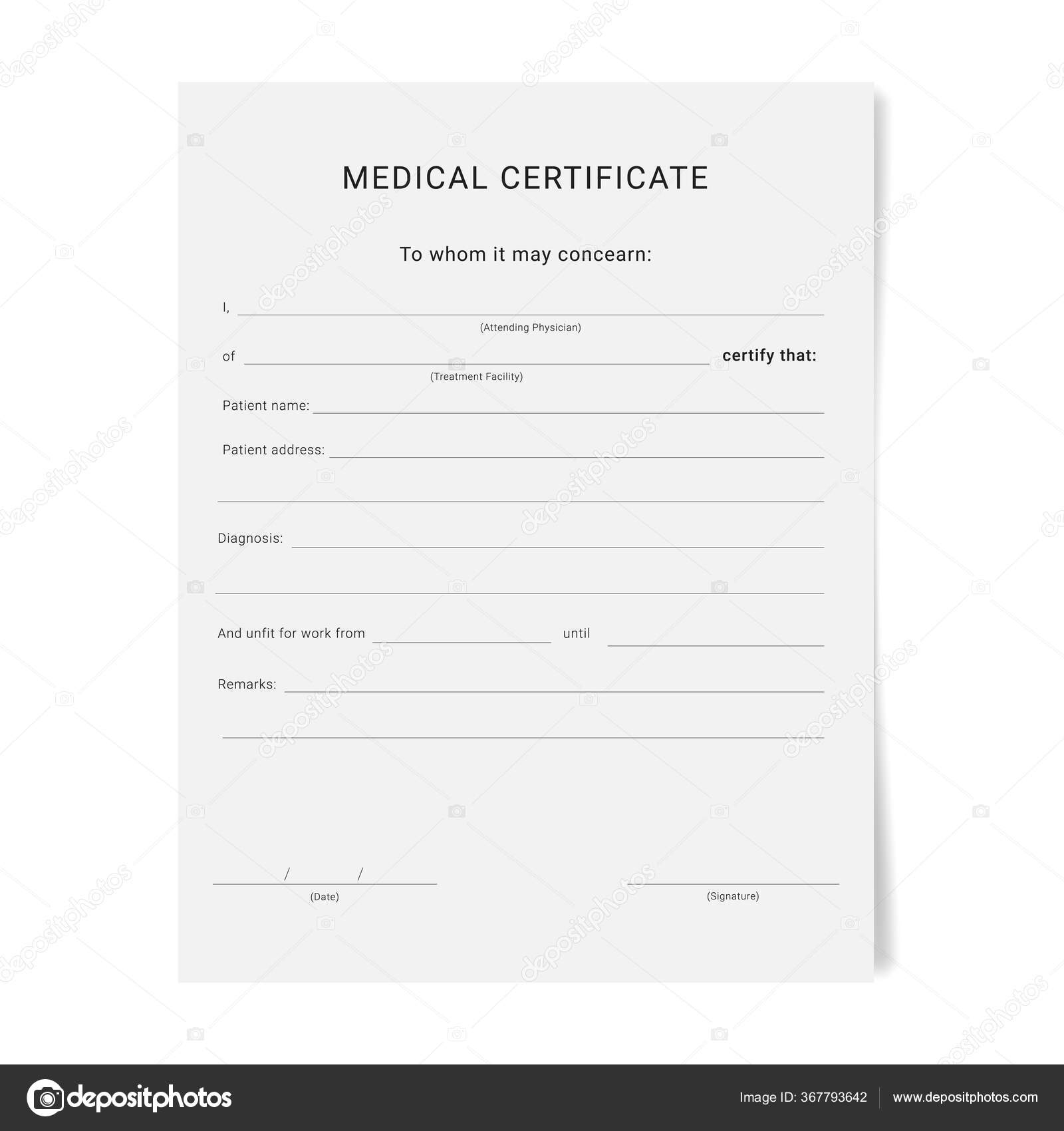 Medical Certificate Form Sick Leave Pad Template Stock Vector  For Fake Medical Certificate Template Download