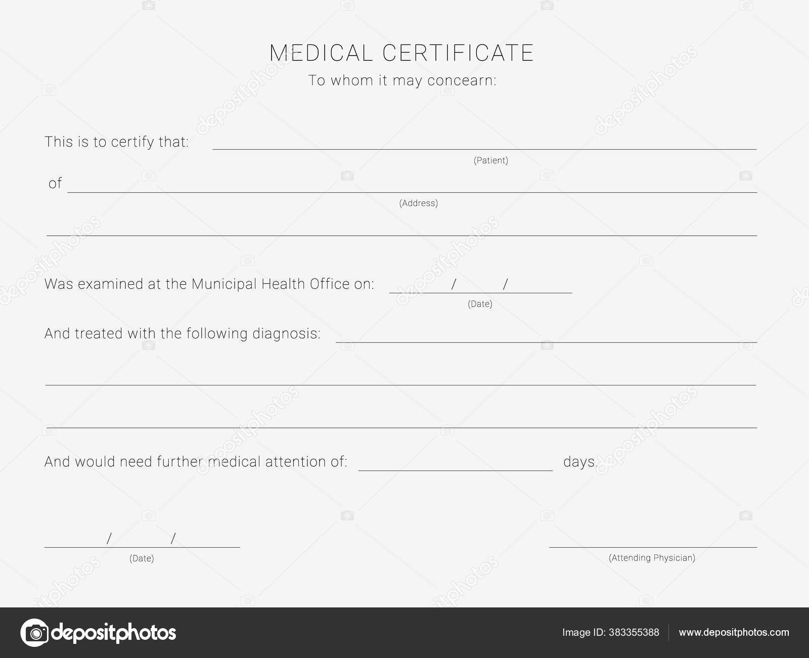 Medical Certificate Template Blank Form Health Examination Results  Inside Free Fake Medical Certificate Template