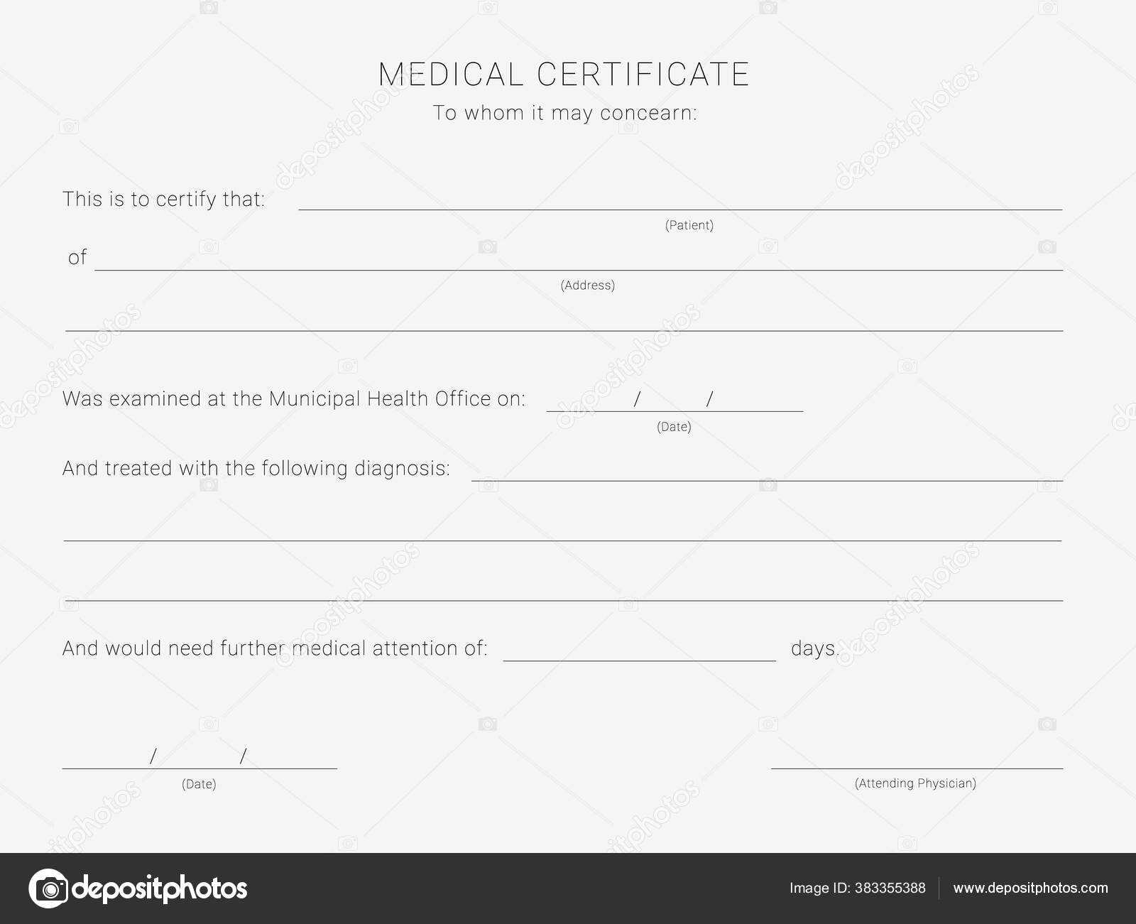 Medical Certificate Template Blank Form Health Examination Results  Inside Free Fake Medical Certificate Template