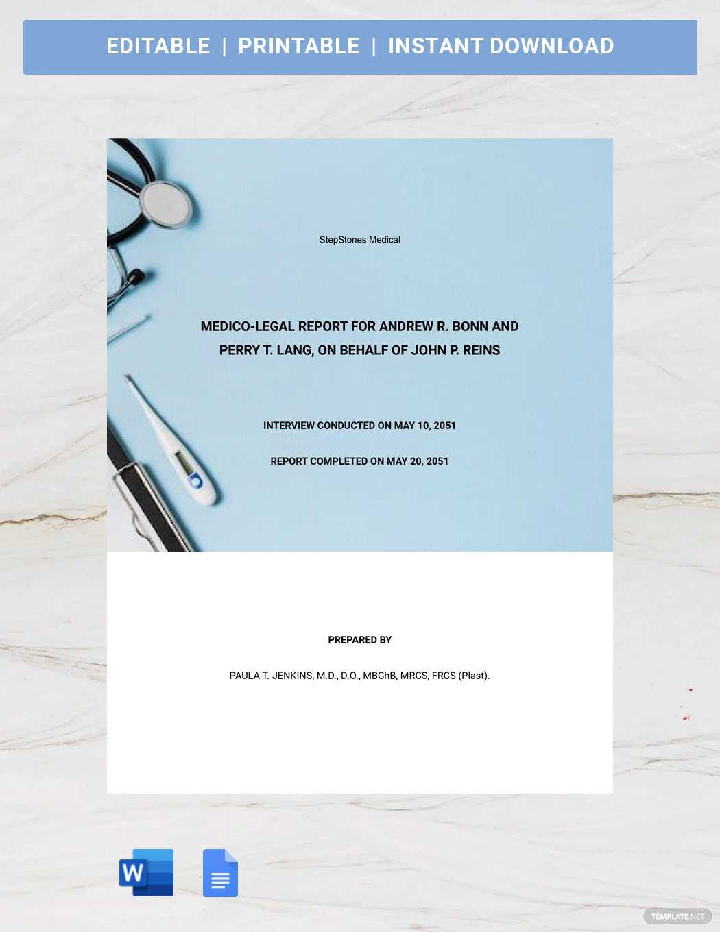 Medical Legal Report Template - Google Docs, Word Template Medical Legal Report Template - Google Docs, Word Template