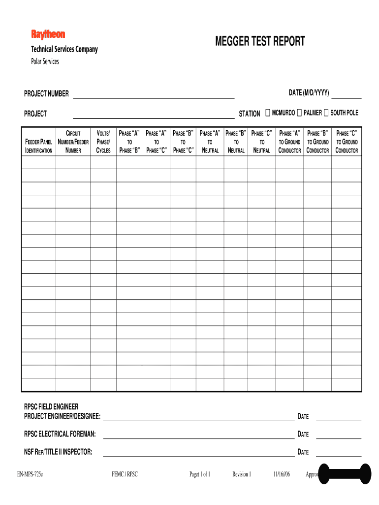 Megger Test Report – Fill Online, Printable, Fillable, Blank  With Megger Test Report Template