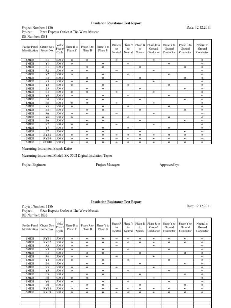 Megger Test Report  PDF Throughout Megger Test Report Template