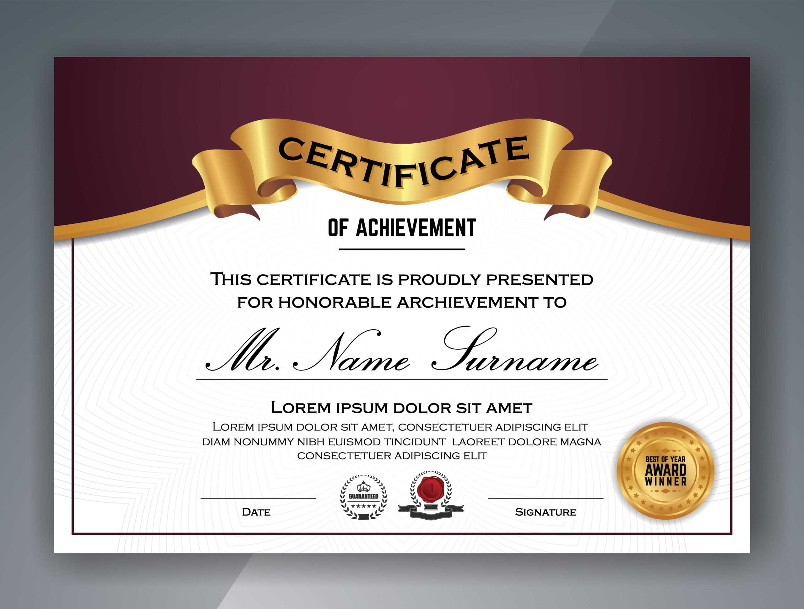 Mehrzweck Professional Certificate Template Design