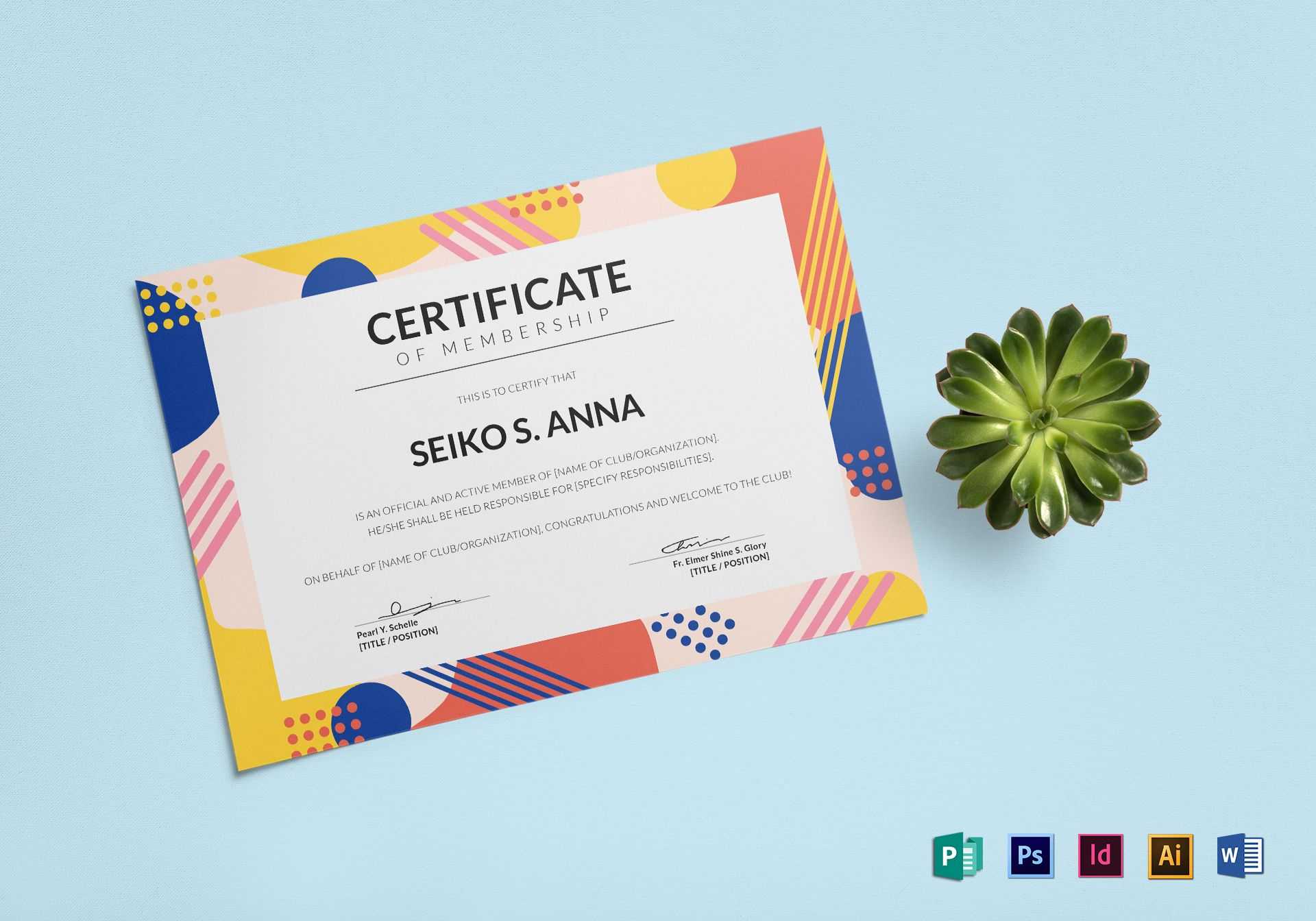 Membership Certificate Design Template In PSD, Word, Publisher  With Indesign Certificate Template