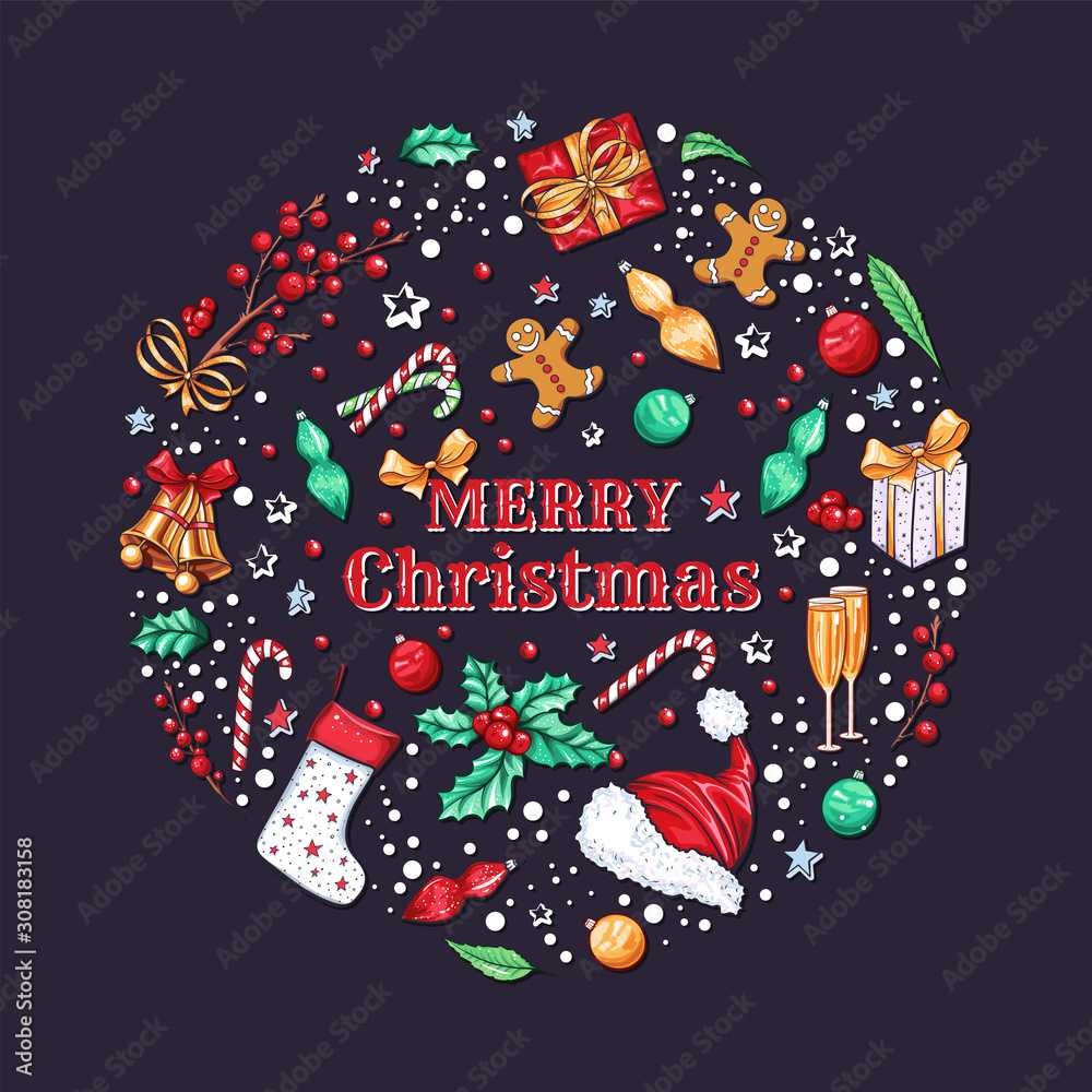 Merry Christmas Banner Vector Template