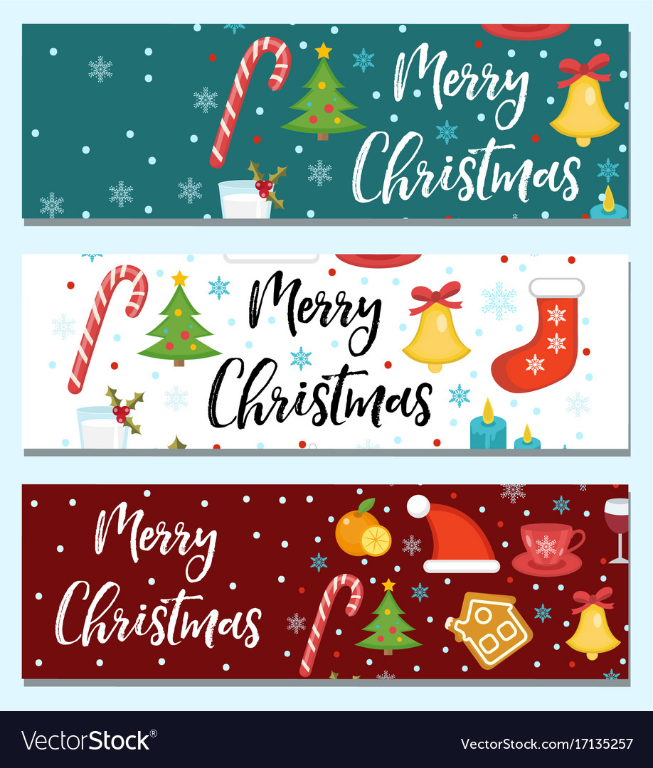 Merry christmas set banners template Royalty Free Vector Within Merry Christmas Banner Template