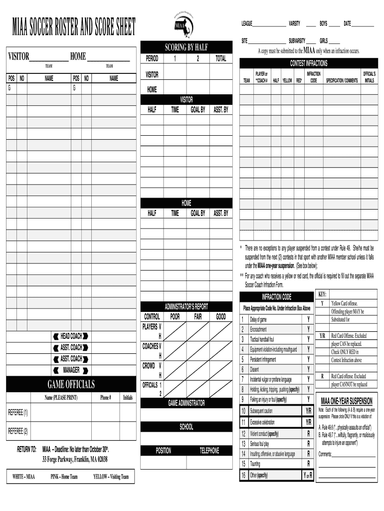 miaa roster form: Fill out & sign online  DocHub With Regard To Soccer Report Card Template